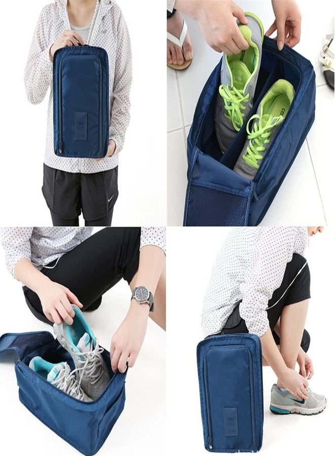 KOOSHLO Travel Shoe Bag, 1 Piece Foldable Waterproof Shoe Pouches with Zipper Lightweight Portable Packing Bags Shoes,Golf, and Other Sports Accessories Stylish and Durable Shoe Storage (Blue) - Image 3